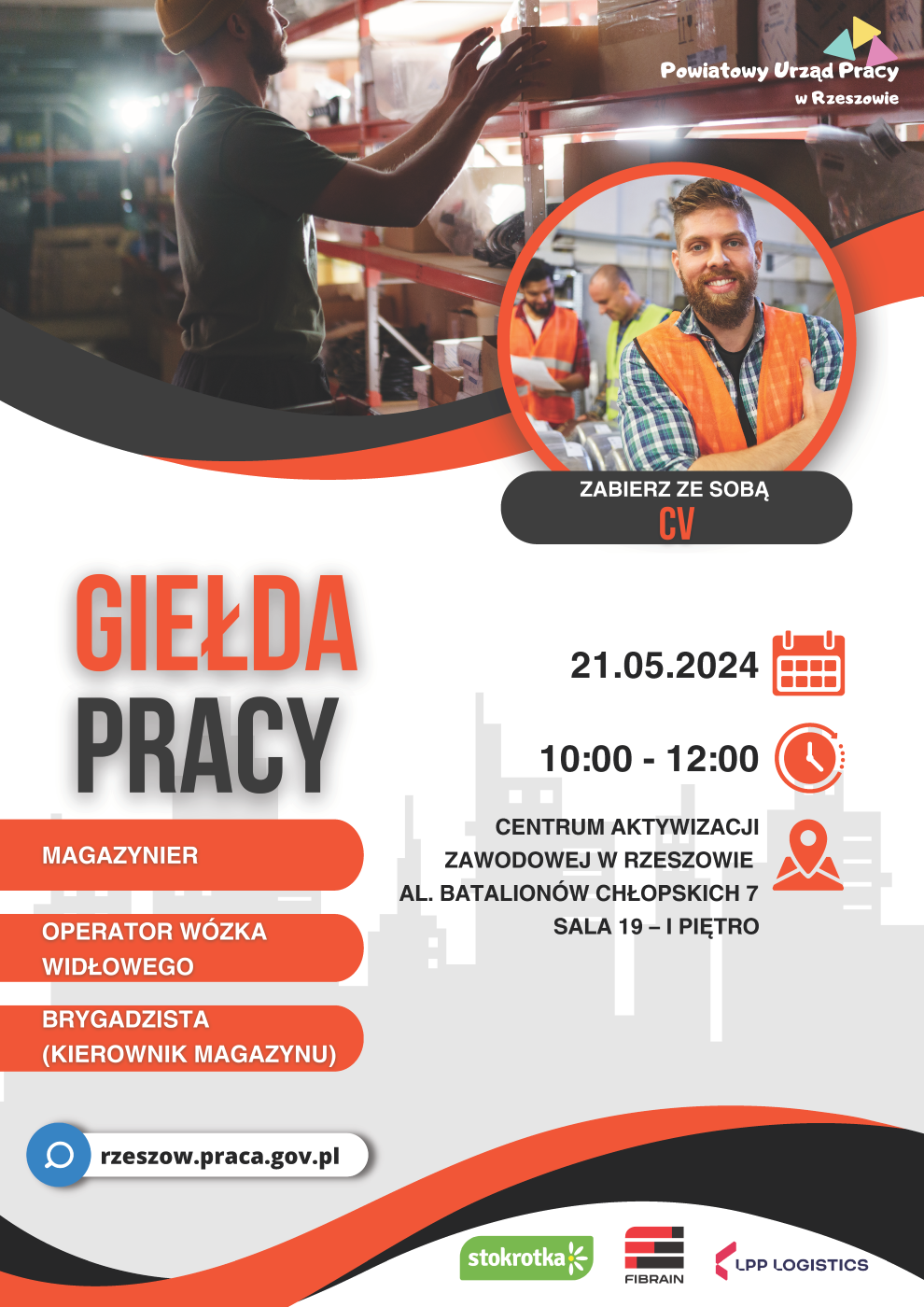Giełda Pracy - MAGAZYNIER, OPERATOR WÓZKA WIDŁOWEGO, BRYGADZISTA (KIEROWNIK MAGAZYNU), 21.05.2024